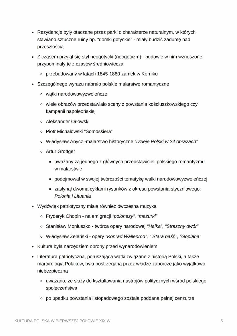 KULTURA POLSKA W
PIERWSZEJ POŁOWIE XIX W.
1. ROZWÓJ KULTURY POLSKIEJ POD ZABORAMI
Pierwsze lata po rozbiorach = polskie życie kulturalne kon