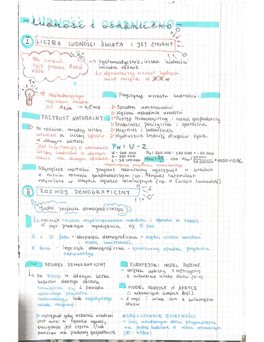 Ludność i osadnictwo - Notatka o liczbie ludności, demografii i migracjach