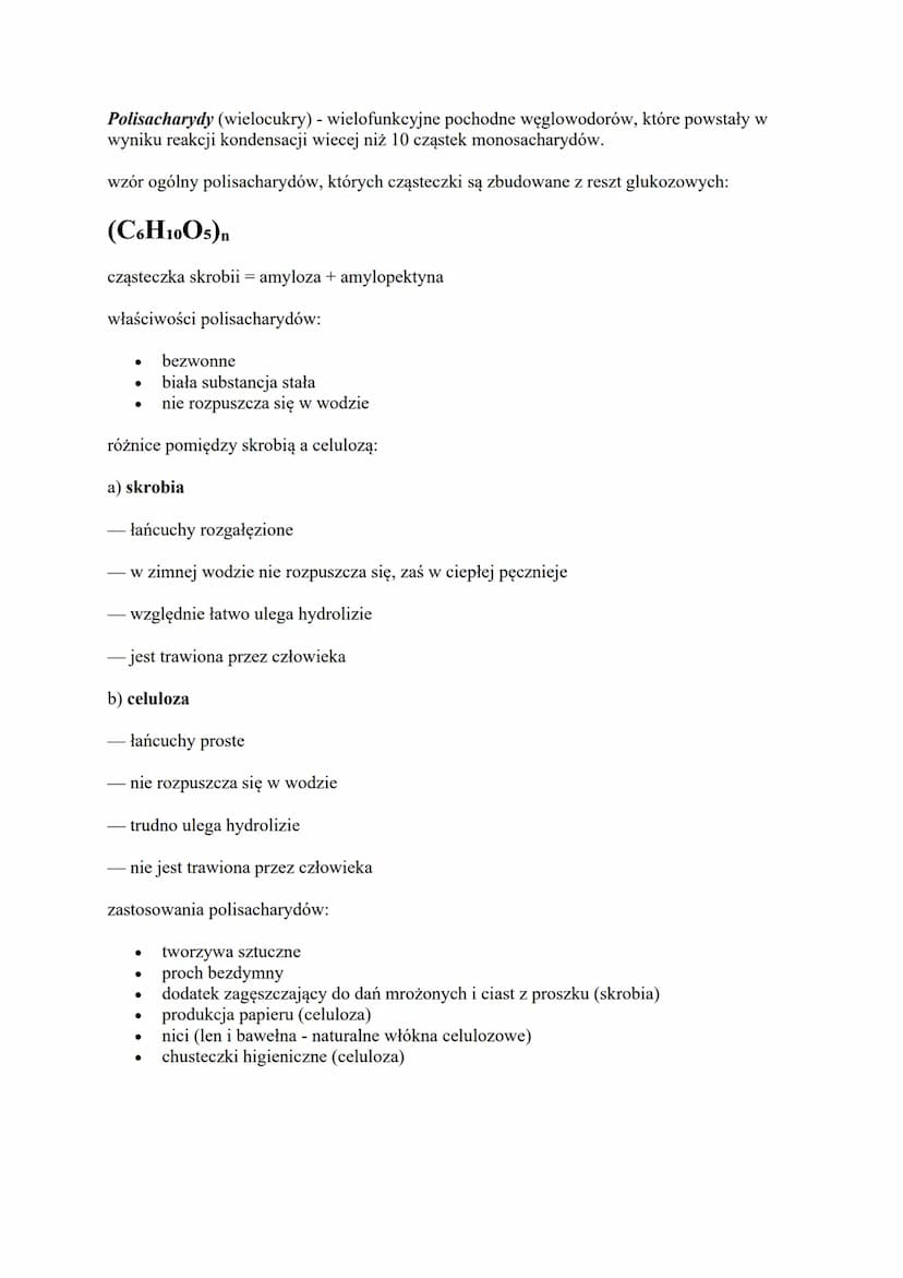 Cukry (sacharydy)
Sacharydy (cukry) - wielofunkcyjne pochodne węglowodorów, które zawierają w
cząsteczkach grupy hydroksylowe -OH oraz grupę