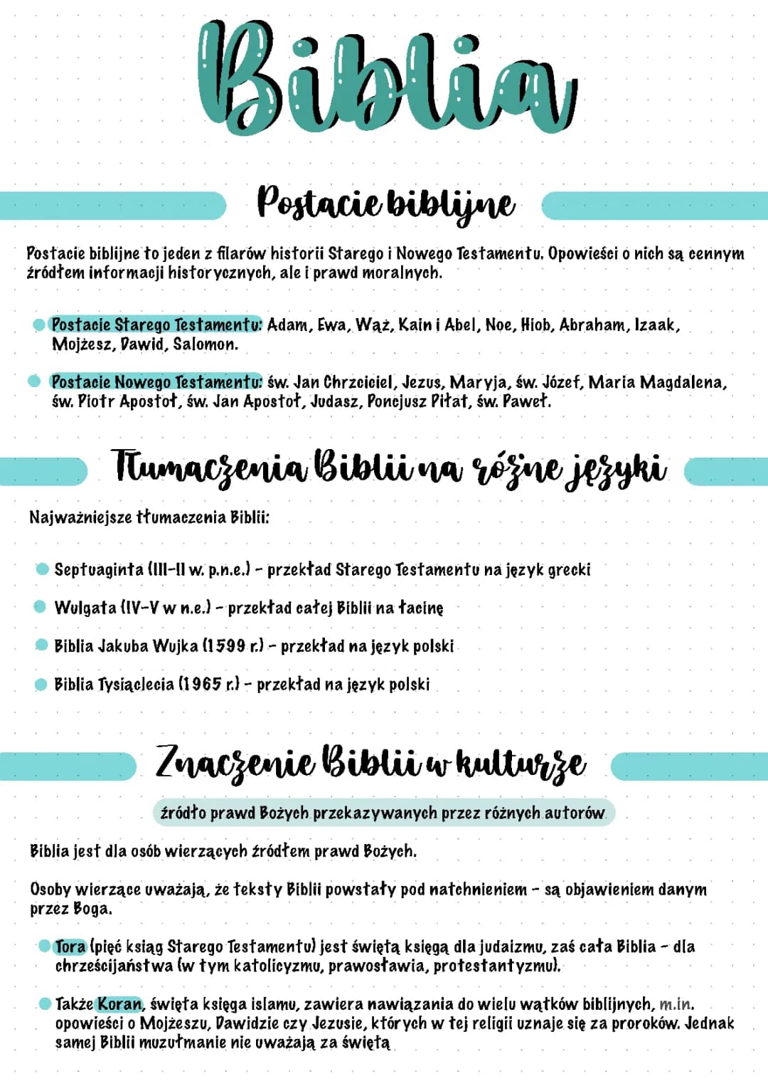 Znaczenie Biblii i najważniejsze postacie biblijne