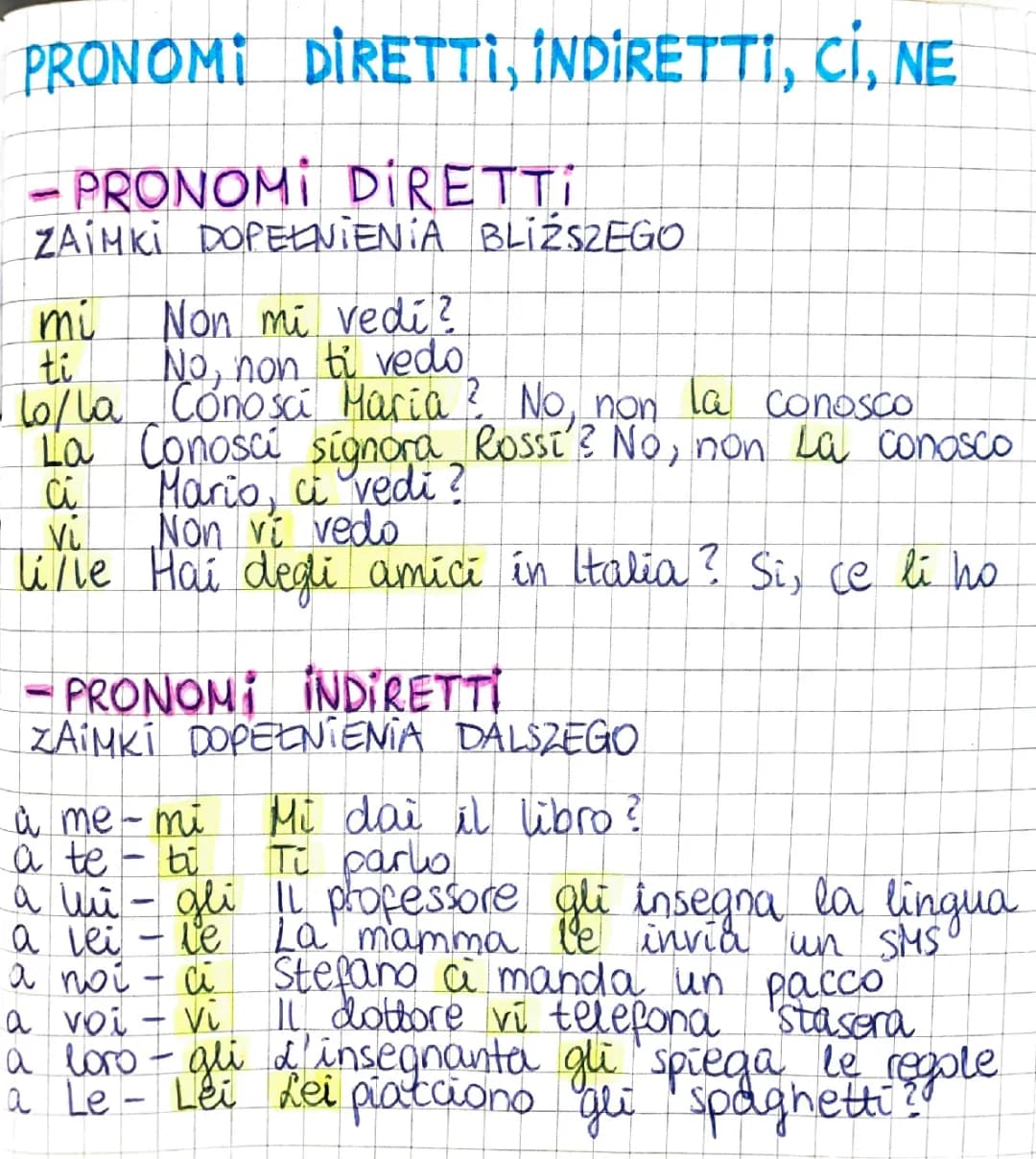 Esercizi sui Pronomi Diretti e Indiretti: PDF e Risorse per Te!