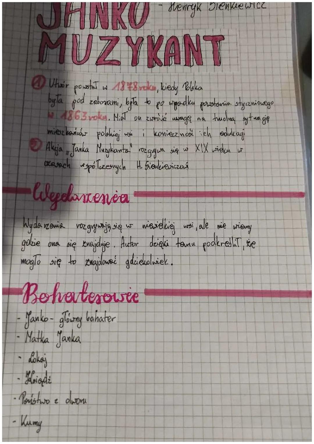 Janko Muzykant - Streszczenie dla Klasy 6