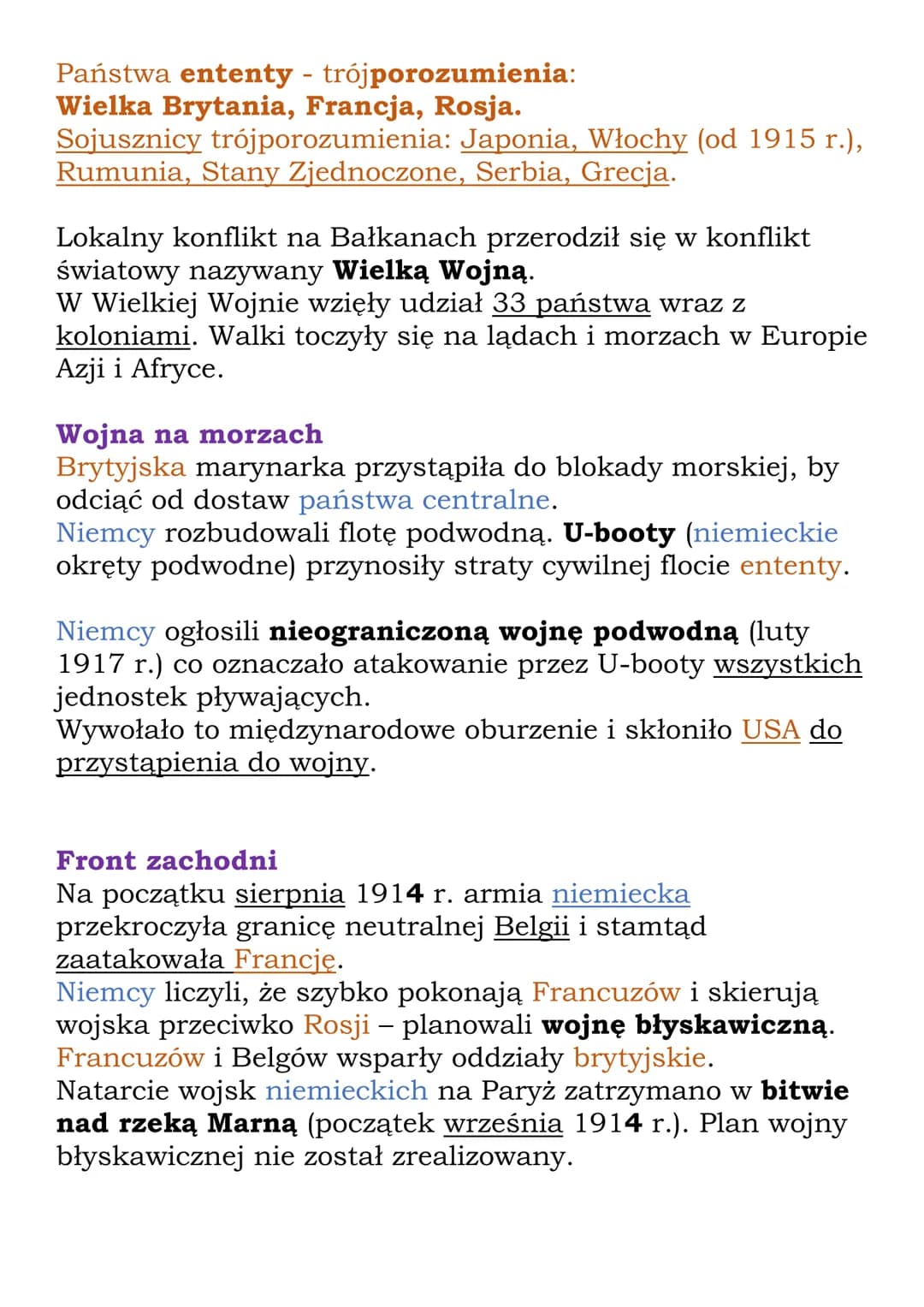 Na frontach I wojny
światowej
K1 7, NE
Przyczyny I wojny światowej:
- narastająca wrogość między państwami trójprzymierza i
trójporozumienia