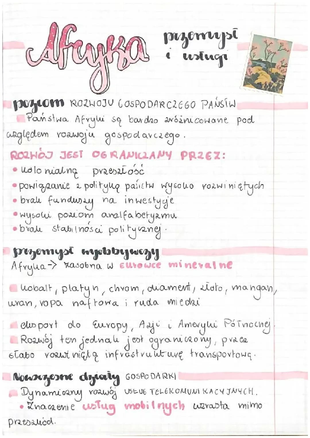 Przemysł i usługi w Afryce - geigrafia klasa 8