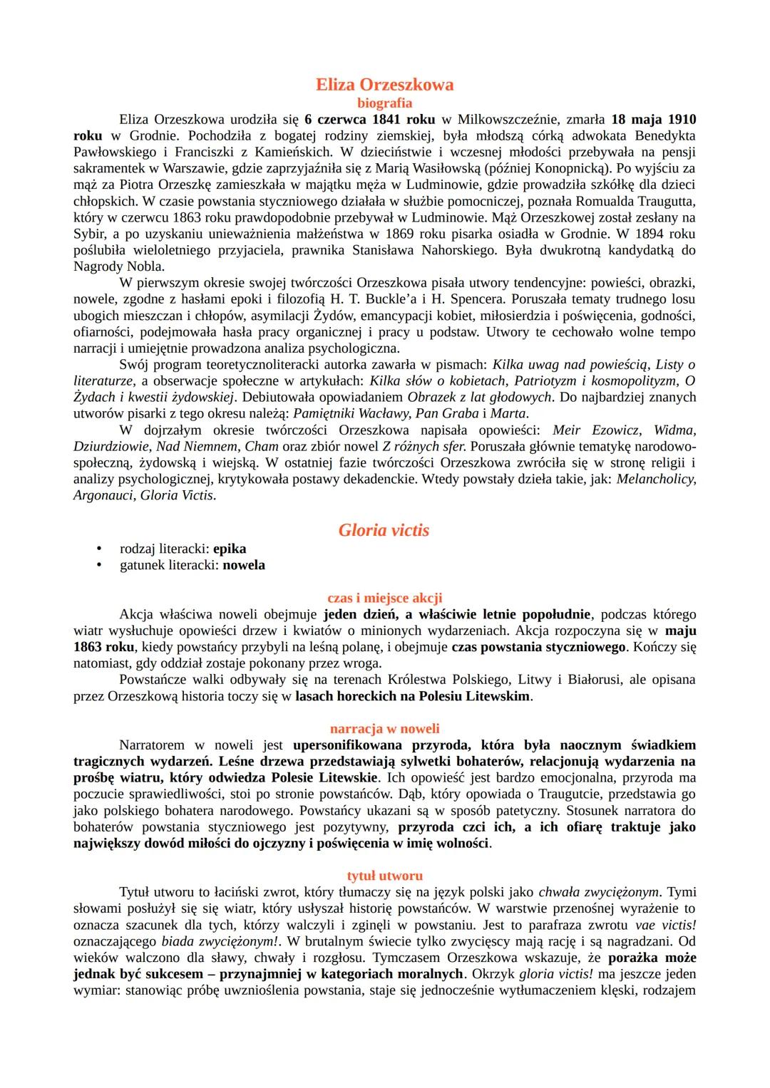 --- OCR Start ---
Eliza Orzeszkowa
biografia
Eliza Orzeszkowa urodziła się 6 czerwca 1841 roku w Milkowszczeźnie, zmarła 18 maja 1910
roku w