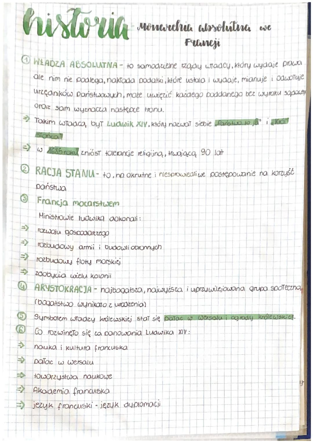 historia Monarchia absolutia we
Francji
WŁADZA ABSOLUTNA - to samodzielne rządy wradcy, który wydaje prawa
ale nim nie podlega, nakłada poda