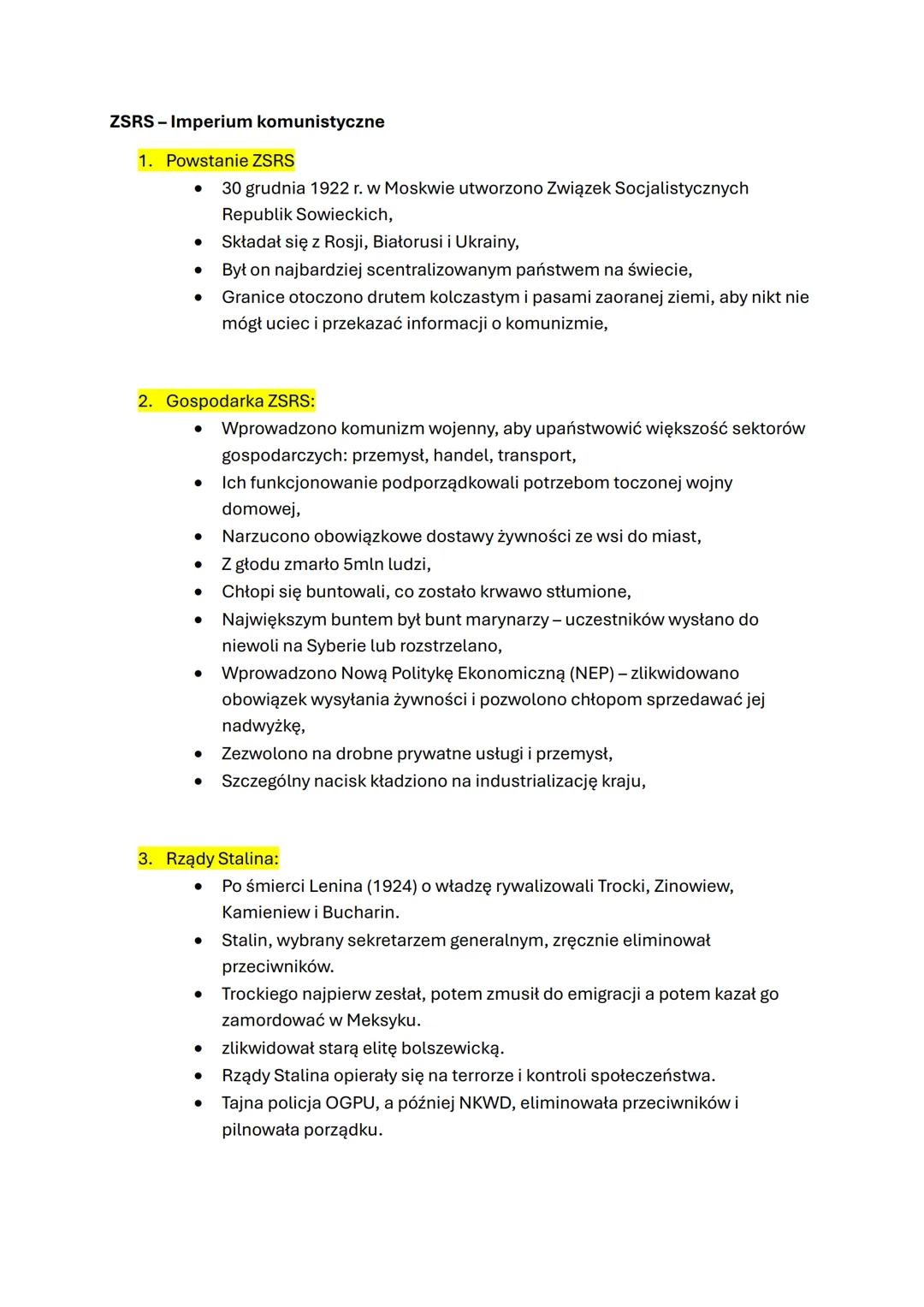 # ZSRS – Imperium komunistyczne

## 1. Powstanie ZSRS

* 30 grudnia 1922 r. w Moskwie utworzono Związek Socjalistycznych Republik Sowieckich
