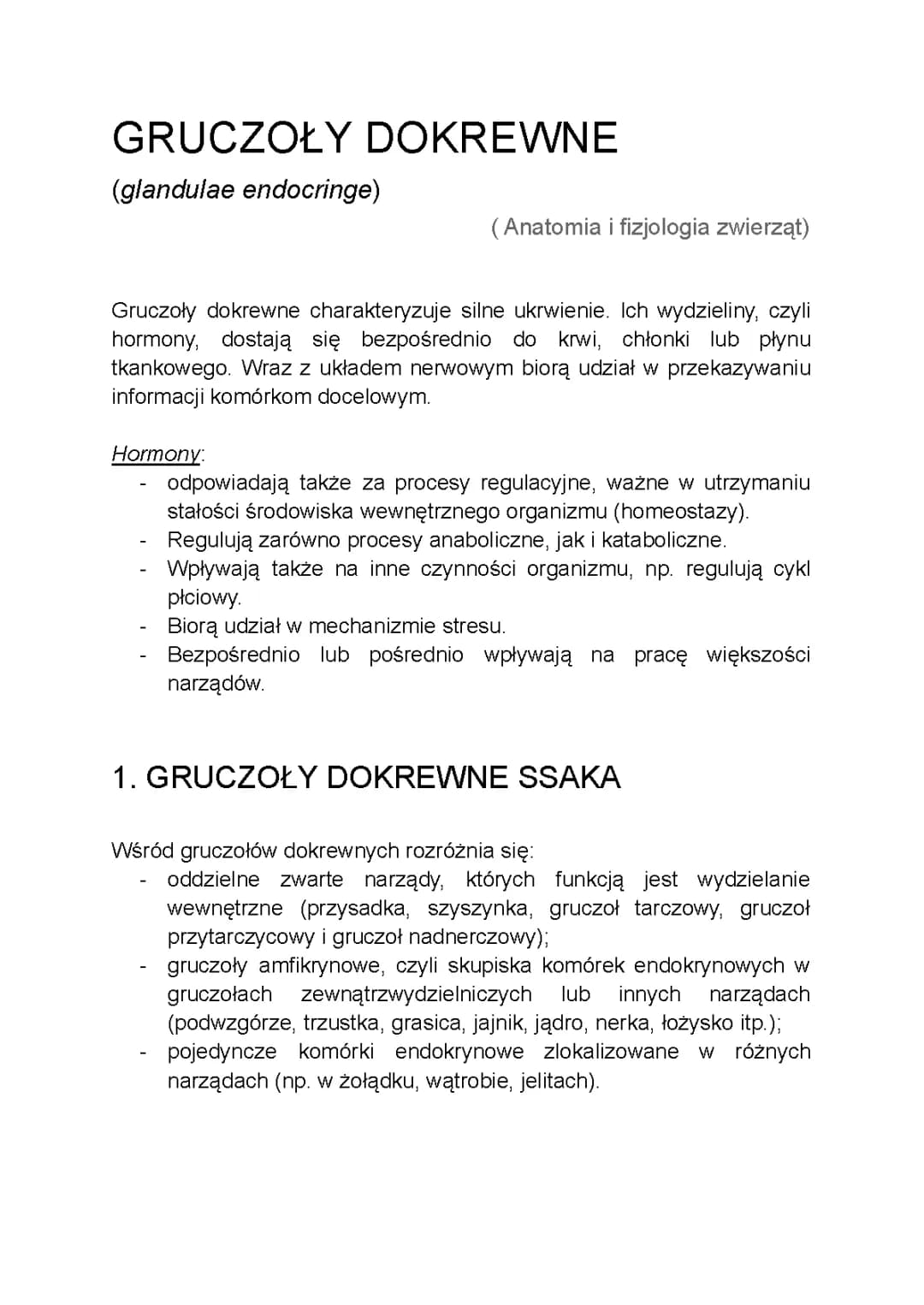 Oś podwzgórze-przysadka-nadnercza i inne ośrodki hormonalne