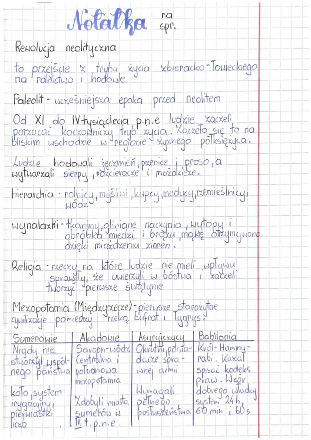 na
Notatka pr
Rewolucja neolityczna
spr.
to przejście x trybu życia zbieracko-Towieckiego
na rolnictwo i hodowle
Paleolit - wcześniejsza epo