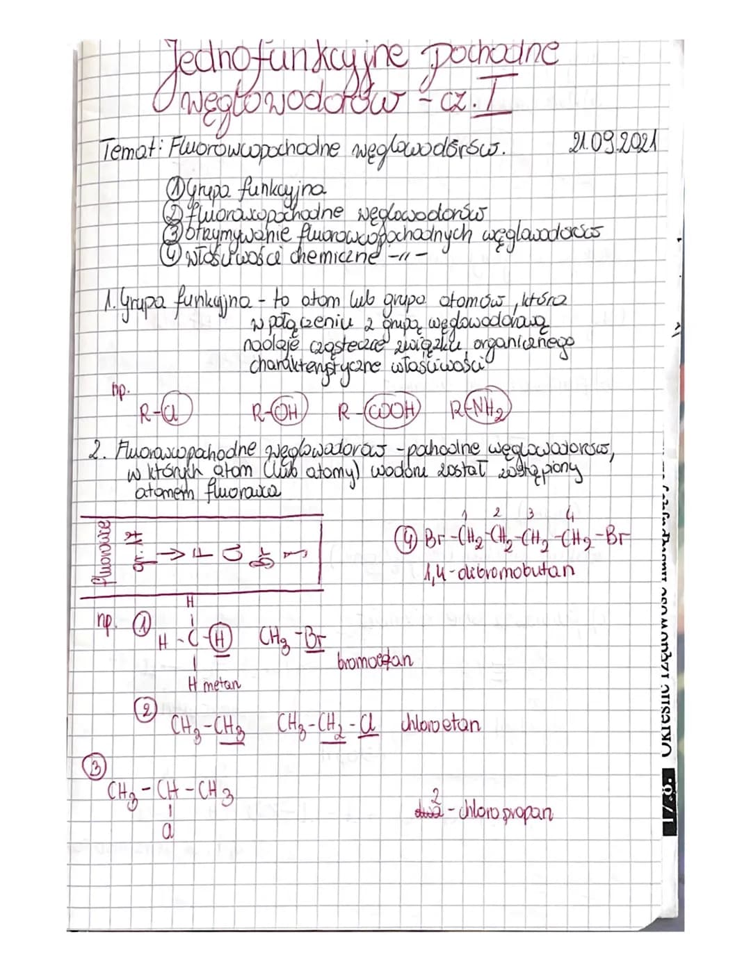 Temat: Florowwpochodne weglowodorów. 21.09.2021
Grupo funkcyjna
& fluoroscopochodne węglowodorów
Ⓒofrymywanie fluorowopochodnych węglowodoro