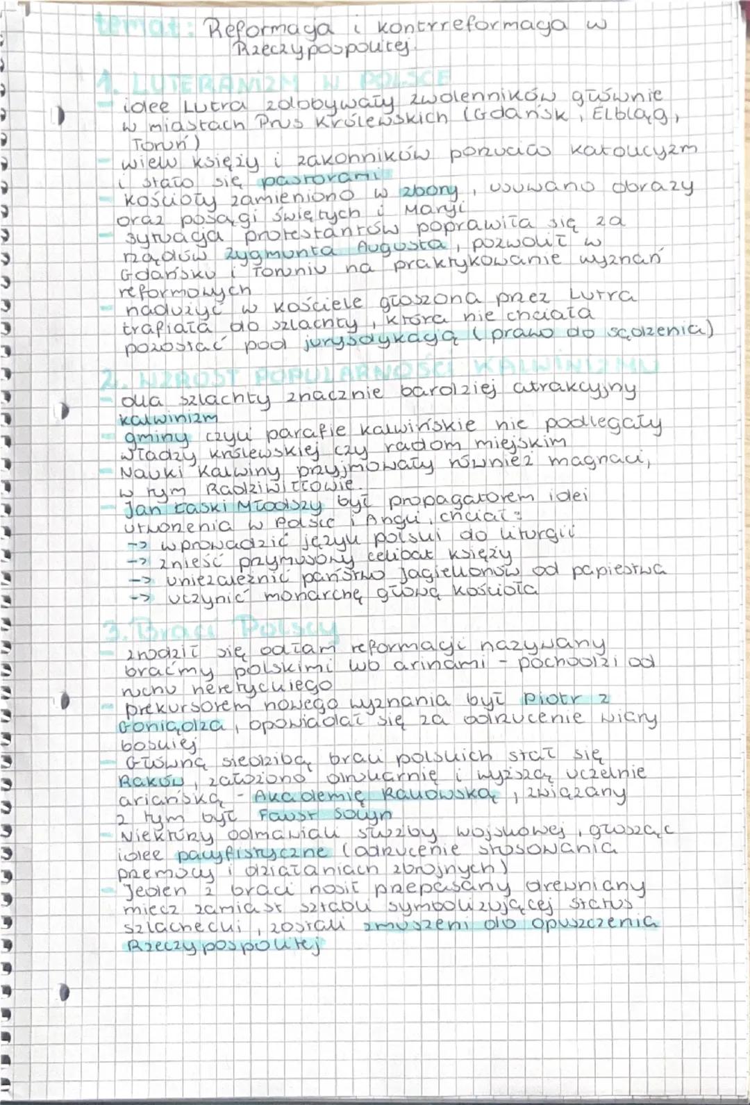lat: Reformaga i kontrreformaga w
Rzeczypospolitej.
idee Lutra zdobywały zwolenników głównie
w miastach Prus Królewskich (Gdańsk, Elblag,
To