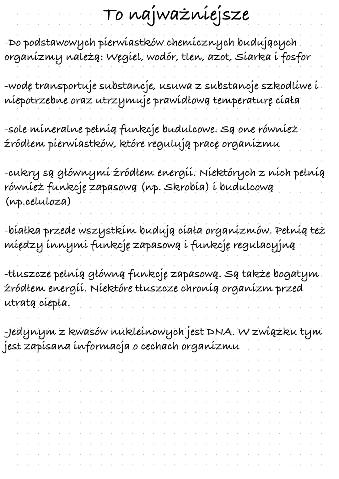 organozmów
Zwróć uwage na:
-najważniejsze pierwiastki chemiczne wchodzące w skład organizmu
-znaczenie wody mineralnych
i soli
-znaczenie cu
