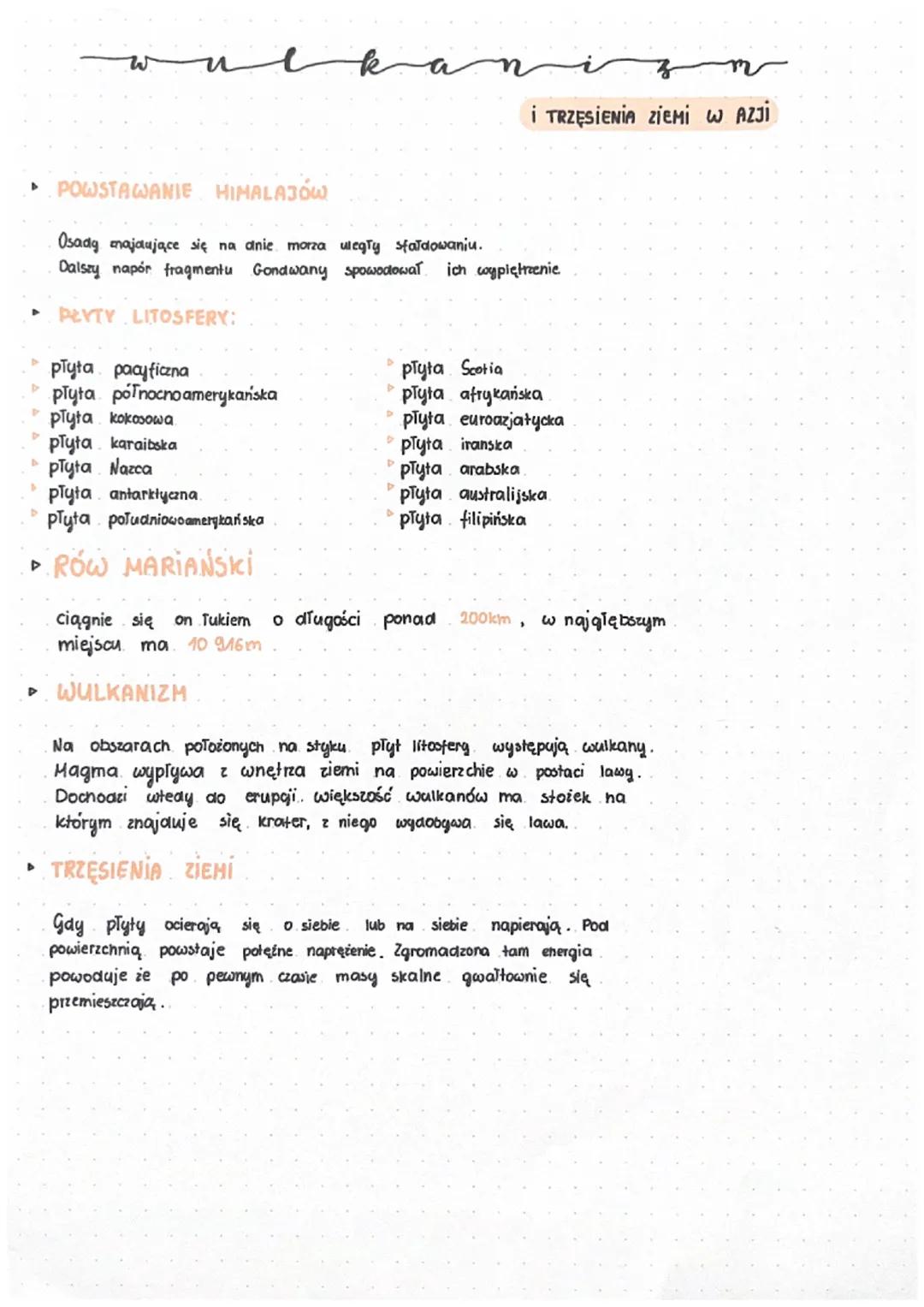 notatka geografia wulkanizm i trzesienie ziemi w azji 
