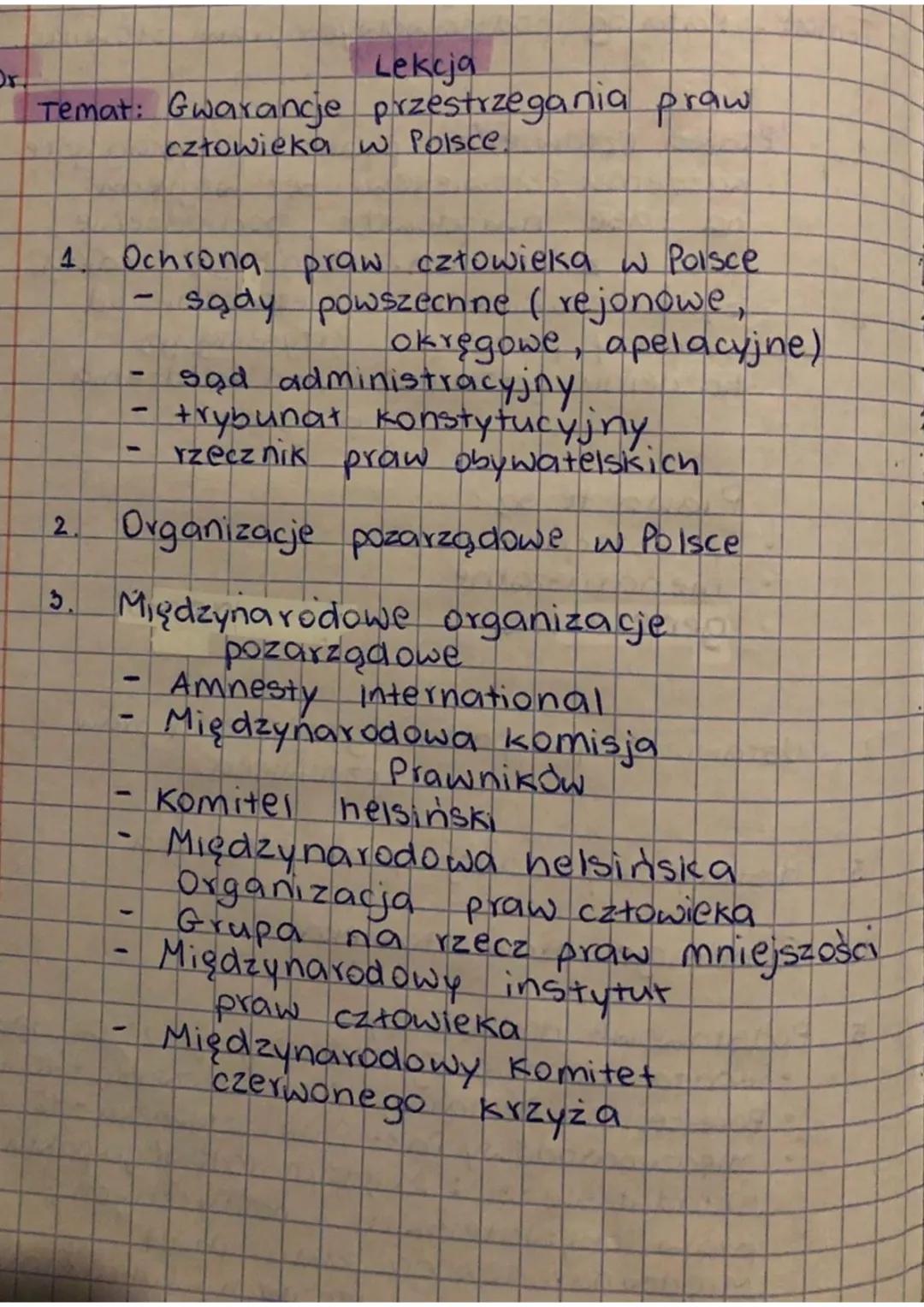 Ochrona praw człowieka w Polsce | Notatka WOS