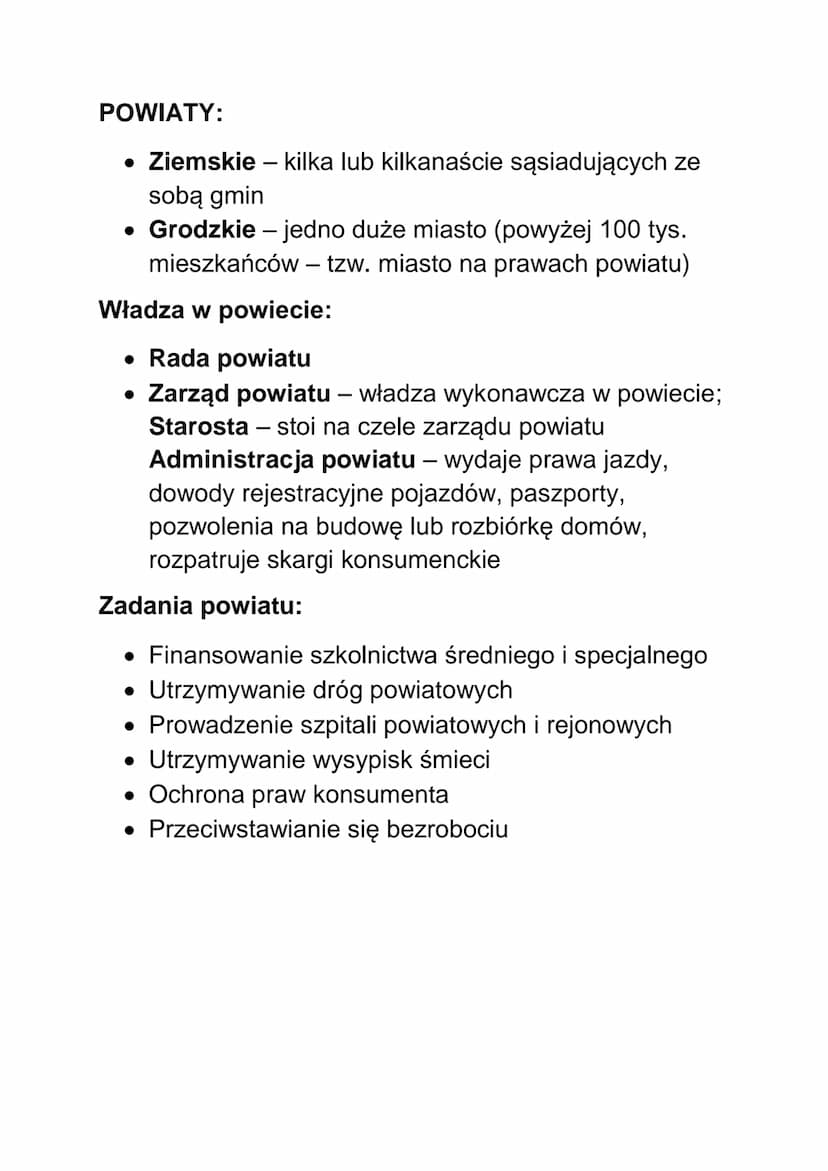 Gmina - podstawowa jednostka w podziale
administracyjnym.
Rodzaje gmin;
miejska
miejsko - wiejska
• miejska
Władze gminy: rada gminy oraz wó