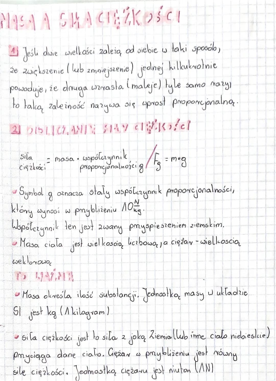 MASHA CHACIEŻKOŚCI
[1] Jeśli dwie wielkości zależą od siebie w taki sposób,
W
że zwiększenie ( lub zmniejszenie) jednej kilkukrotnie
powoduj