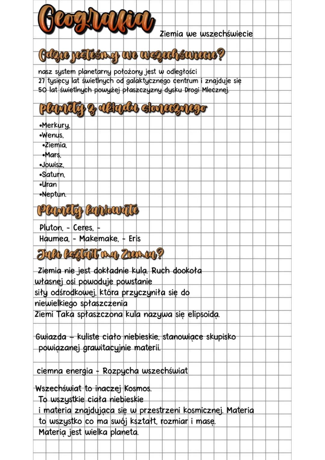 # Geografia
Ziemia we wszechświecie

Gdzie jesteśmy we wezahśwuae?
nasz system planetarny położony jest w odległości
27 tysięcy lat świetlny