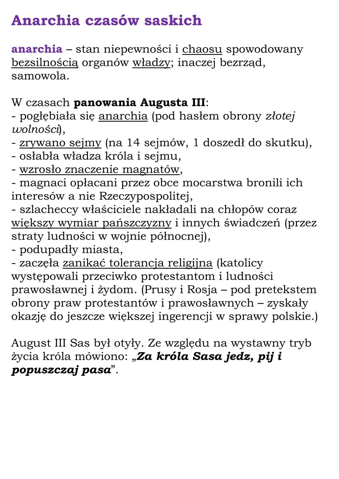 Polska w XVIII wieku
Dział V kl. 6
Rzeczpospolita w okresie
kryzysu - czasy saskie
Początki unii polsko-saskiej
Saksonia - jedno z bogatszyc