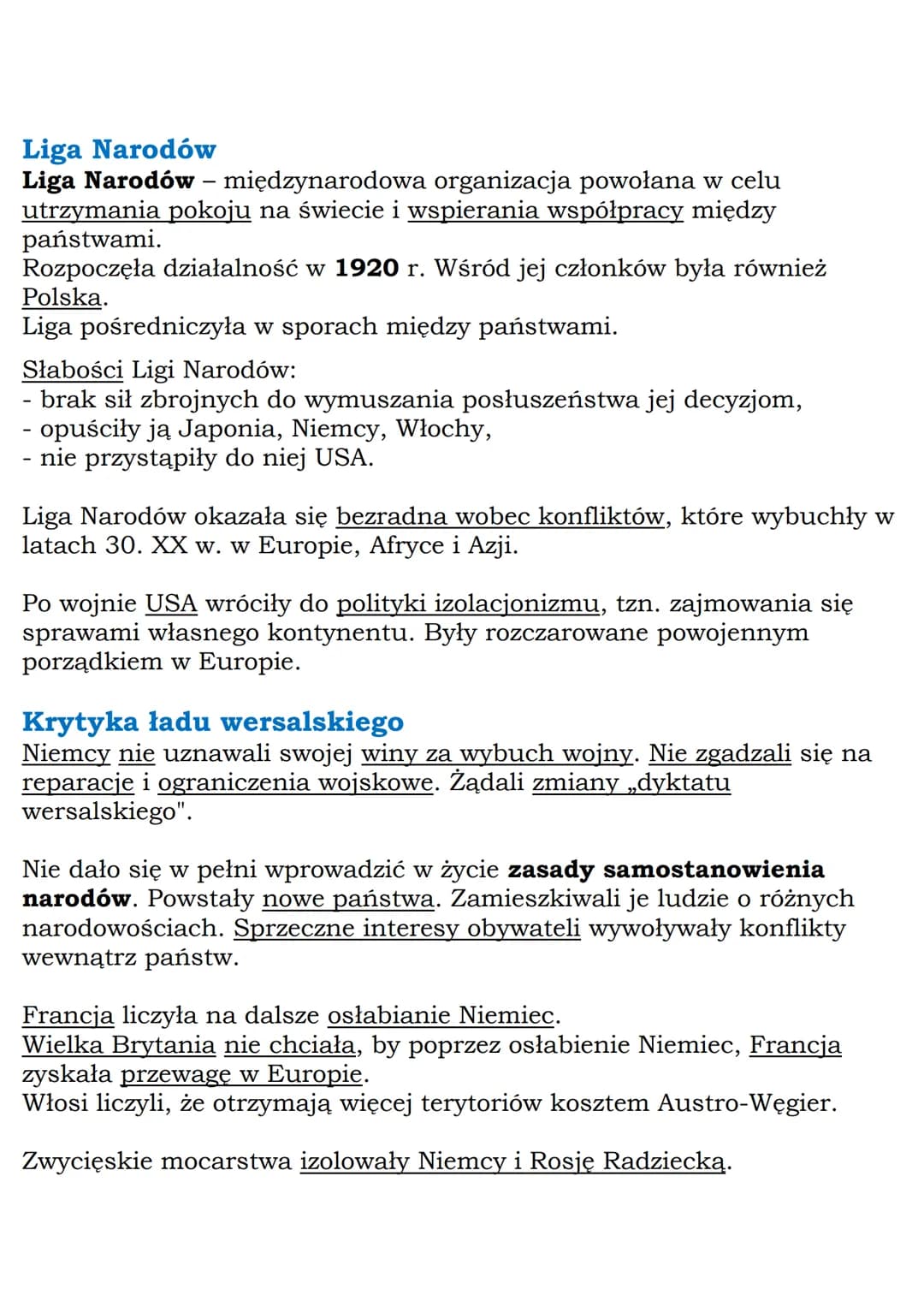 # Europa i Ameryka
# po I wojnie światowej
Klasa 7, Historia, GWO

## Traktat wersalski
Od stycznia 1919 r. w Paryżu trwała konferencja poko