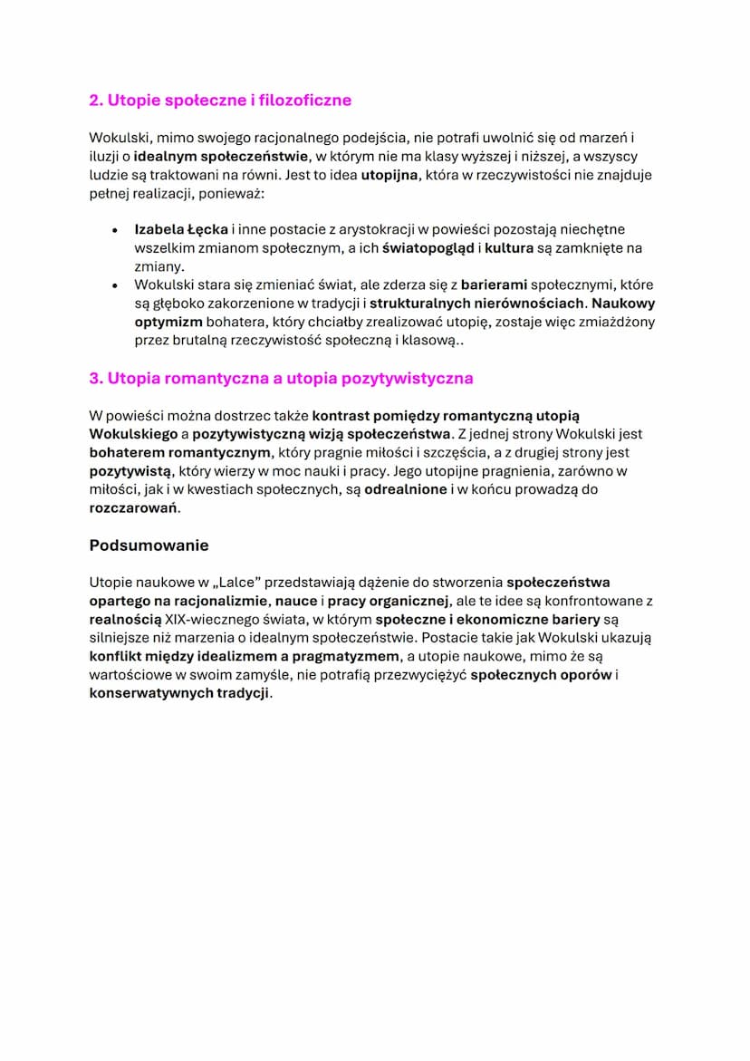 # Lalka" Bolesława Prusa

1. Gatunek i epoka:

✔ Powieść realistyczna, społeczno-obyczajowa
◆ Pozytywizm

2. Główne wątki:

✓ Miłość Wokulsk