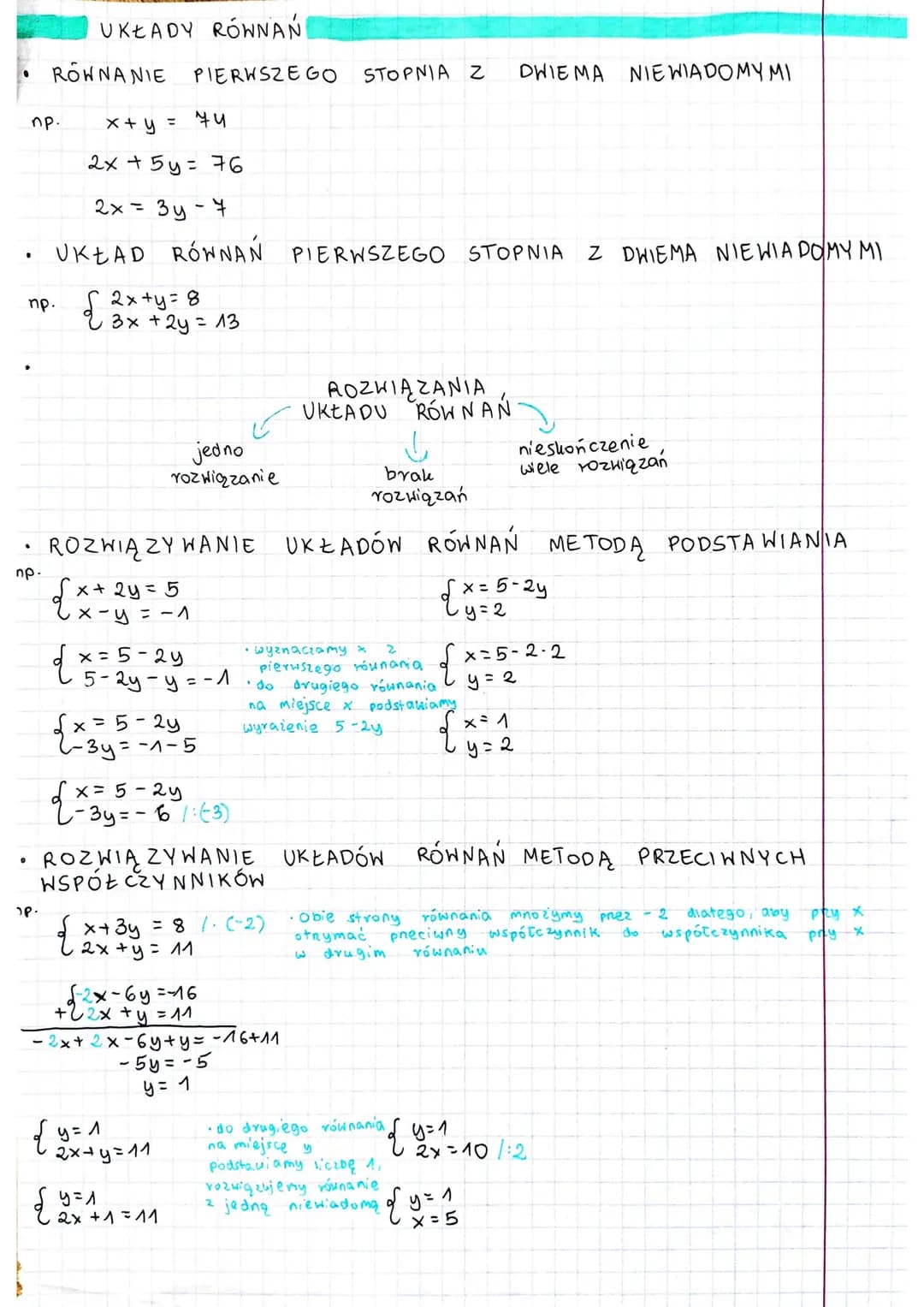 ALGEBRA, PROPORCIJA
RÓWNANIA
WYRAŻENIA ALGEBRAICZNE
• MNOŻE NIE SUMY ALGEBRAICZNEY PRZEZ JEDNOMIAN
(2a-b) (-u) = 2a · C-4) + (-b) · (-4)= -8