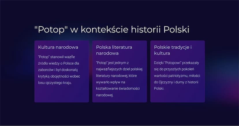 Potop - twórczość
Henryka Sienkiewicza
"Potop" to powieść historyczna autorstwa Henryka Sienkiewicza,
opowiadająca o wydarzeniach z okresu r