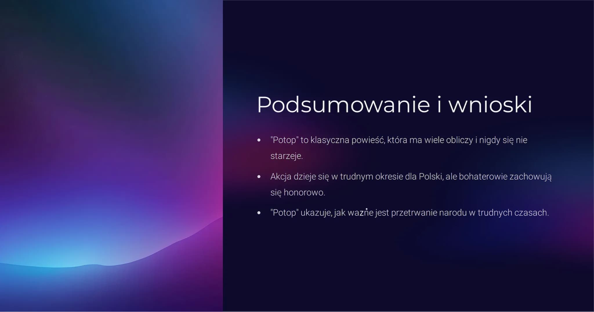 Potop - twórczość
Henryka Sienkiewicza
"Potop" to powieść historyczna autorstwa Henryka Sienkiewicza,
opowiadająca o wydarzeniach z okresu r