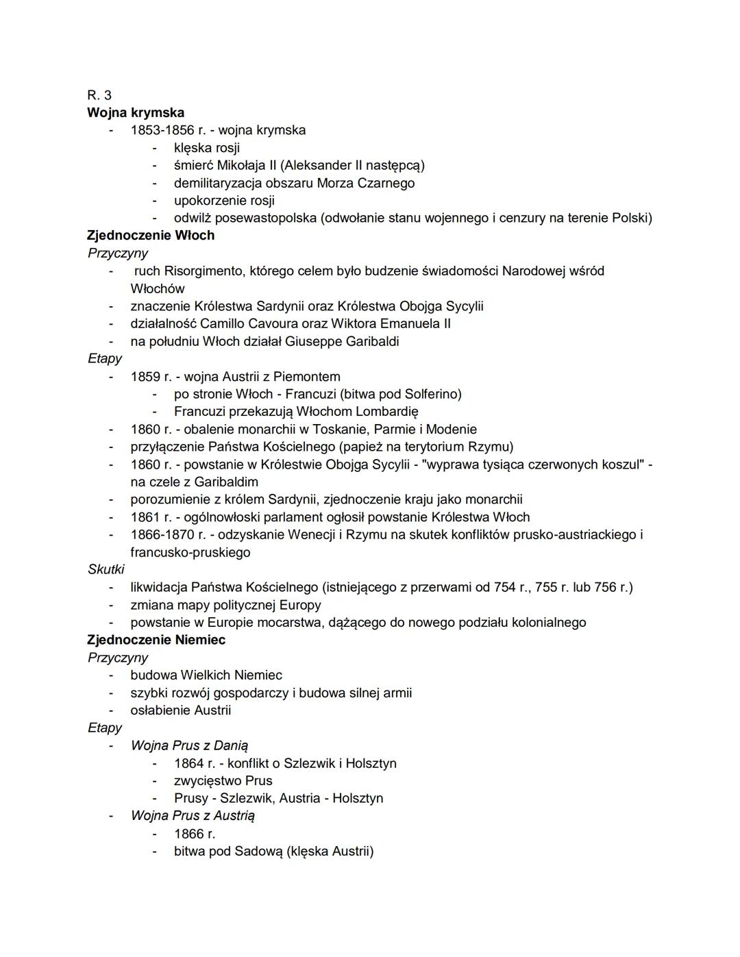 R. 3
Wojna krymska
1853-1856 r. - wojna krymska
- klęska rosji
- śmierć Mikołaja II (Aleksander II następcą)
- demilitaryzacja obszaru Morza