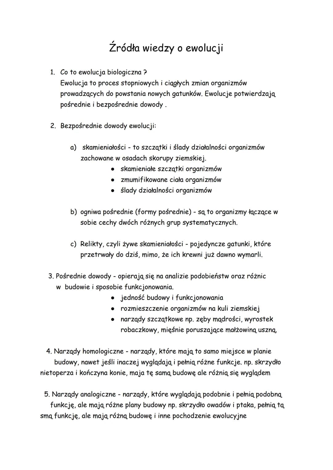 Źródła wiedzy o ewolucji
1. Co to ewolucja biologiczna?
Ewolucja to proces stopniowych i ciągłych zmian organizmów
prowadzących do powstania