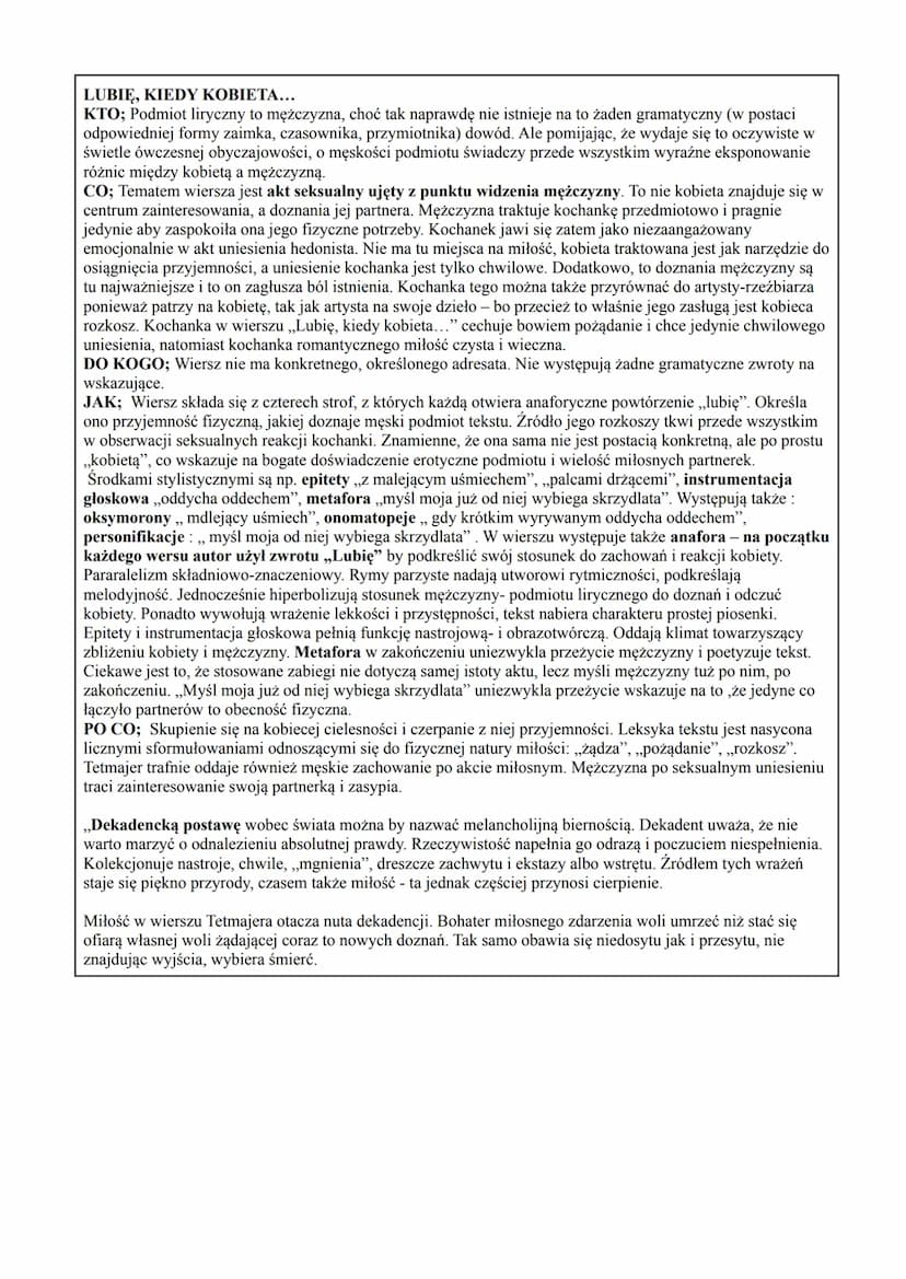 Symbolizm wpłynął głównie na rozwój poezji i dramatu, powodując, że stawały się jeszcze mniej
dosłowne. Poeta miał prawo do luźnych skojarze