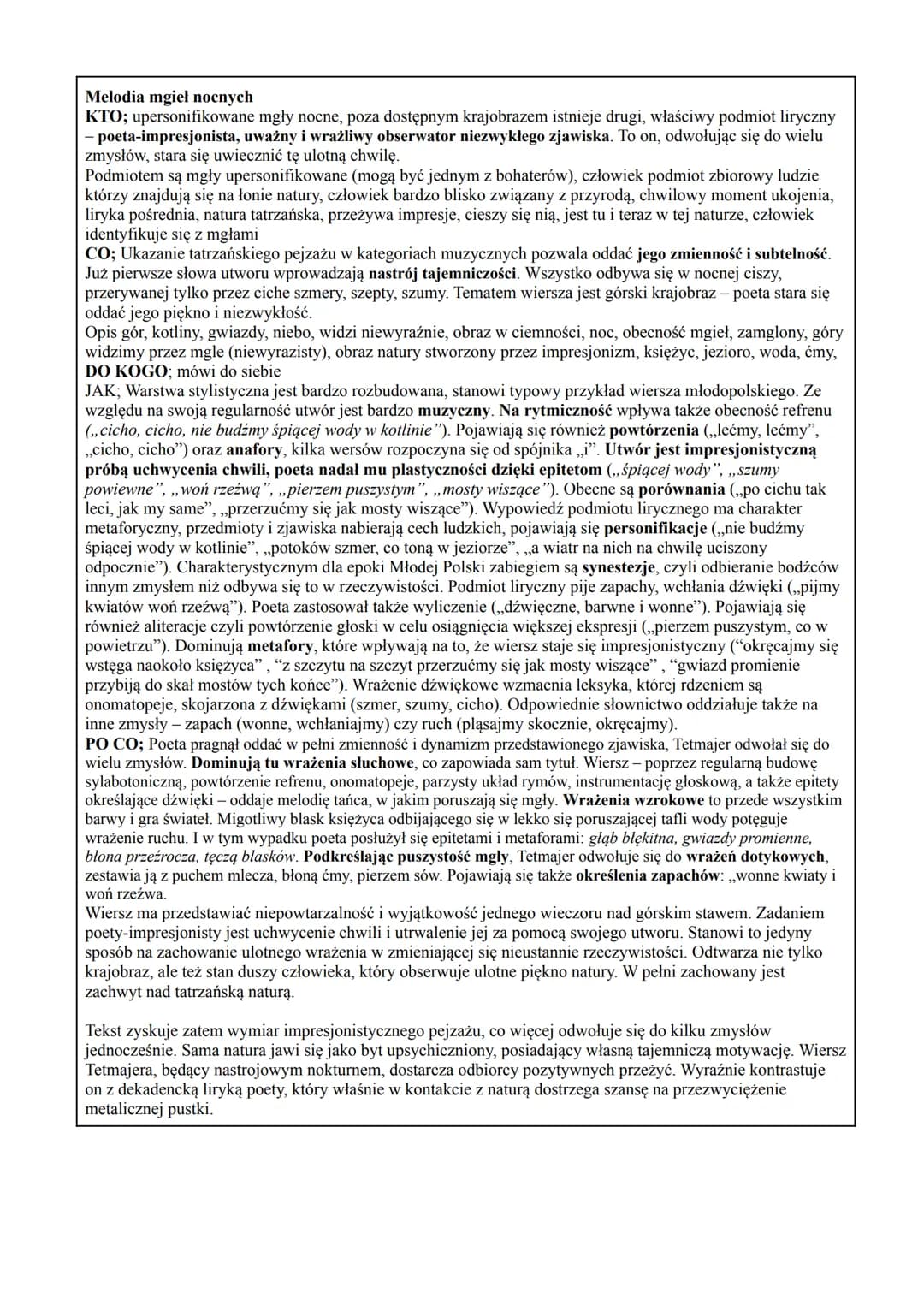Symbolizm wpłynął głównie na rozwój poezji i dramatu, powodując, że stawały się jeszcze mniej
dosłowne. Poeta miał prawo do luźnych skojarze