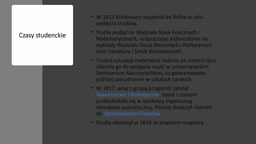 Adam Mickiewicz
- Król polskiego romantyzmu TIMI
Dom Adama
Mickiewicza w
Nowogródku
Dzieciństwo
• Adam Mickiewicz urodził się 24 grudnia 179