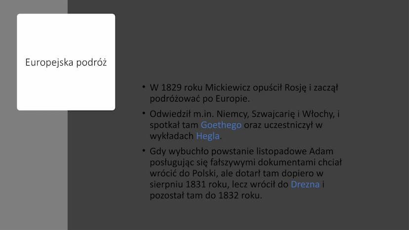 Adam Mickiewicz
- Król polskiego romantyzmu TIMI
Dom Adama
Mickiewicza w
Nowogródku
Dzieciństwo
• Adam Mickiewicz urodził się 24 grudnia 179