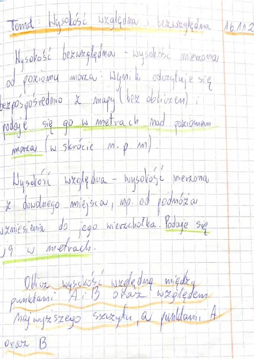 Różnica między wysokością bezwzględną a względną