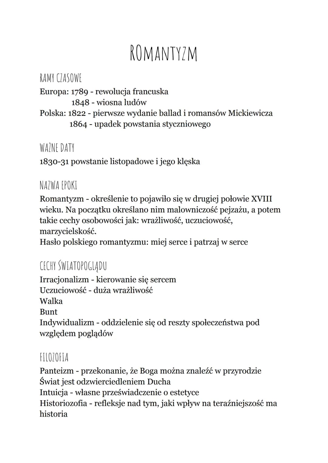 ROMANTYZM
RAMY CZASOWE
Europa: 1789 - rewolucja francuska
1848 - wiosna ludów
Polska: 1822 - pierwsze wydanie ballad i romansów Mickiewicza

