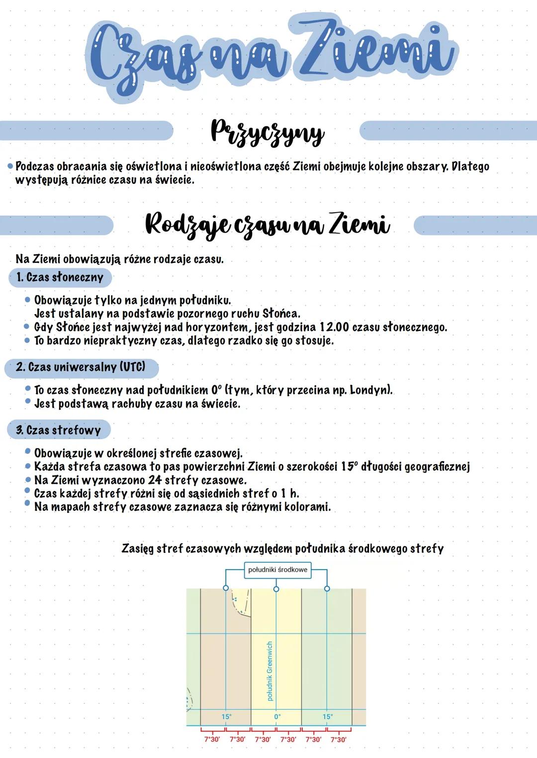 Gasna Ziemi
Przyczyny
• Podczas obracania się oświetlona i nieoświetlona część Ziemi obejmuje kolejne obszary. Dlatego
występują różnice cza