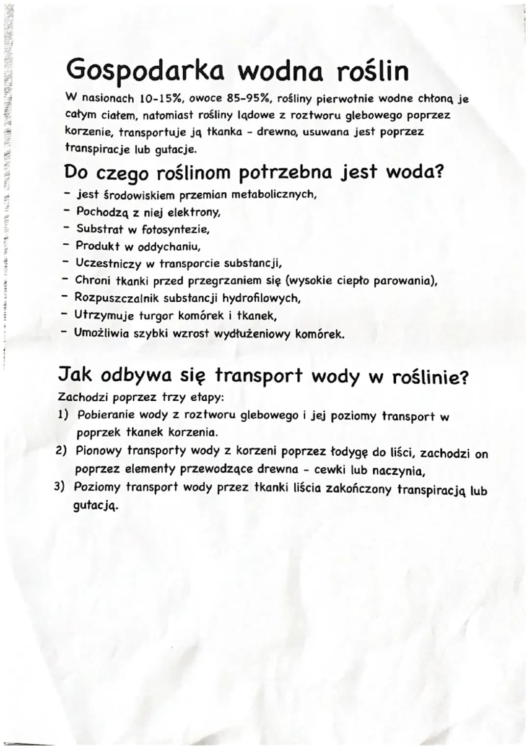Gospodarka wodna roślin