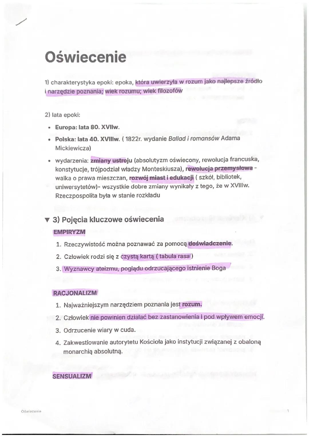 Epoka Oświecenia w Polsce