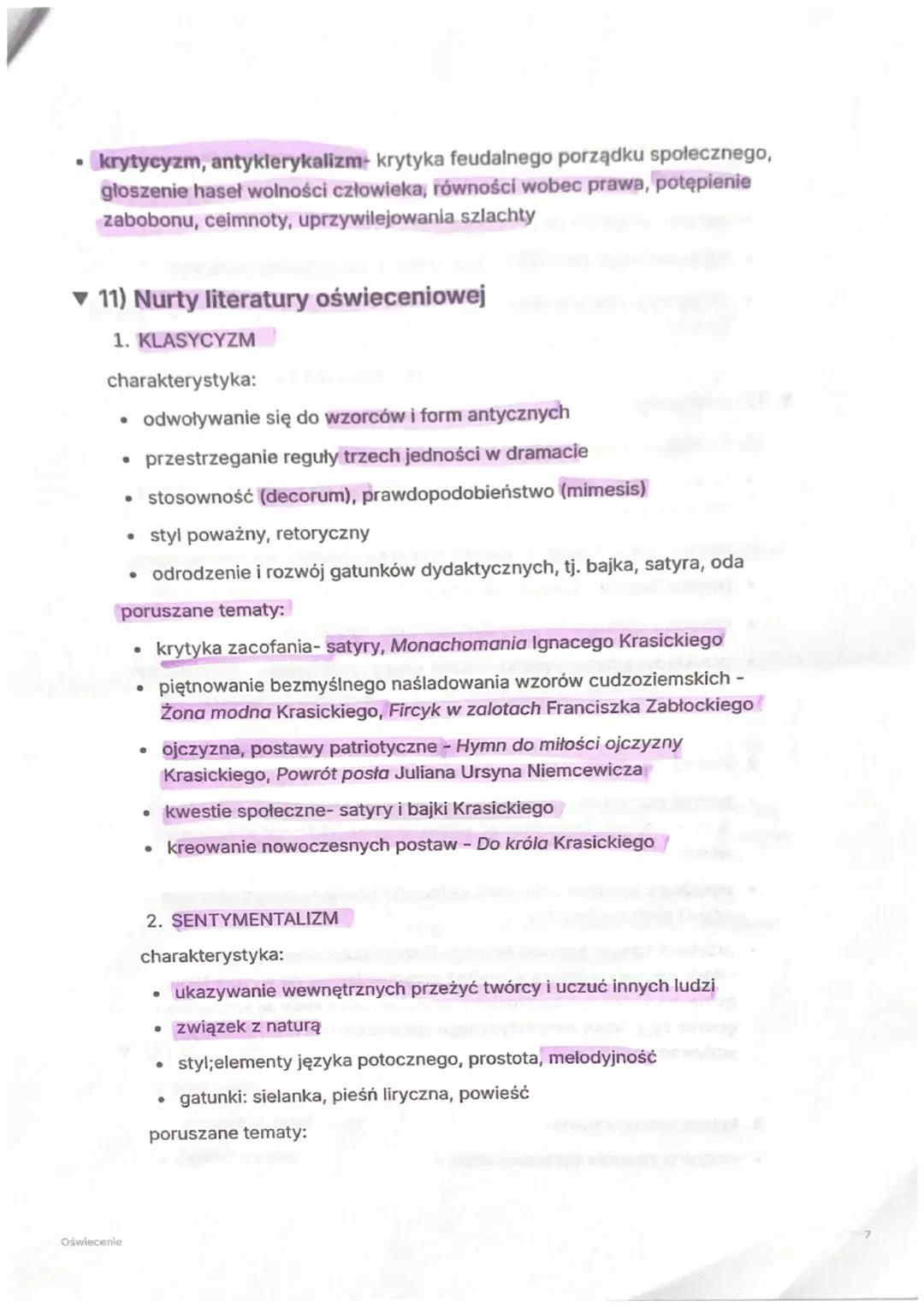 Oświecenie
Oświecenie
1) charakterystyka epoki: epoka, która uwierzyła w rozum jako najlepsze źródło
i narzędzie poznania; wiek rozumu; wiek
