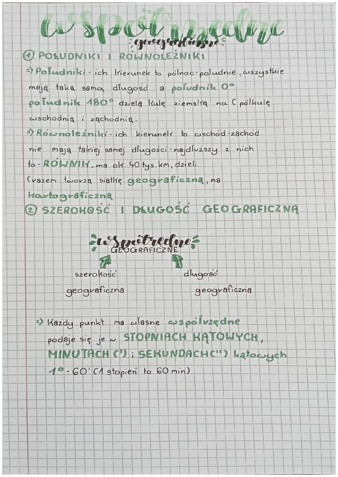 A spot.
geografuzve
⑦POLUDNIKI I RÓWNOLEŻNIKI
Poludniki - ich kierunek to polnoc-poludnie, wszystkie
maja taka sama dlugość a poludník 0°
po