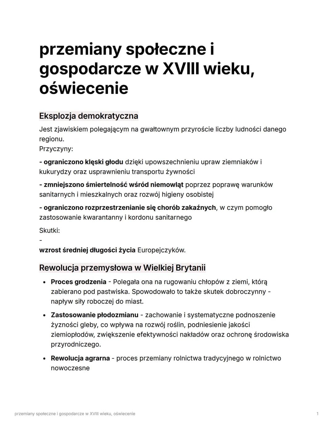 przemiany społeczne i
gospodarcze w XVIII wieku,
oświecenie
Eksplozja demokratyczna
Jest zjawiskiem polegającym na gwałtownym przyroście lic