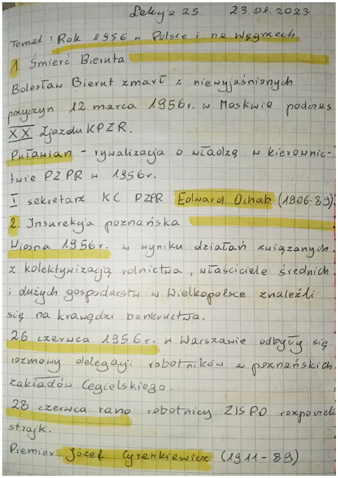 Lekye 25
Temet: Rok 1956 w Polsce i
1. Smierc Bieruta
Bolestaw Bierut zmarī z
przyczyn
XX Zjazdu KPZR.
niewyjaśnionych
12 marca 1956r. w Mos
