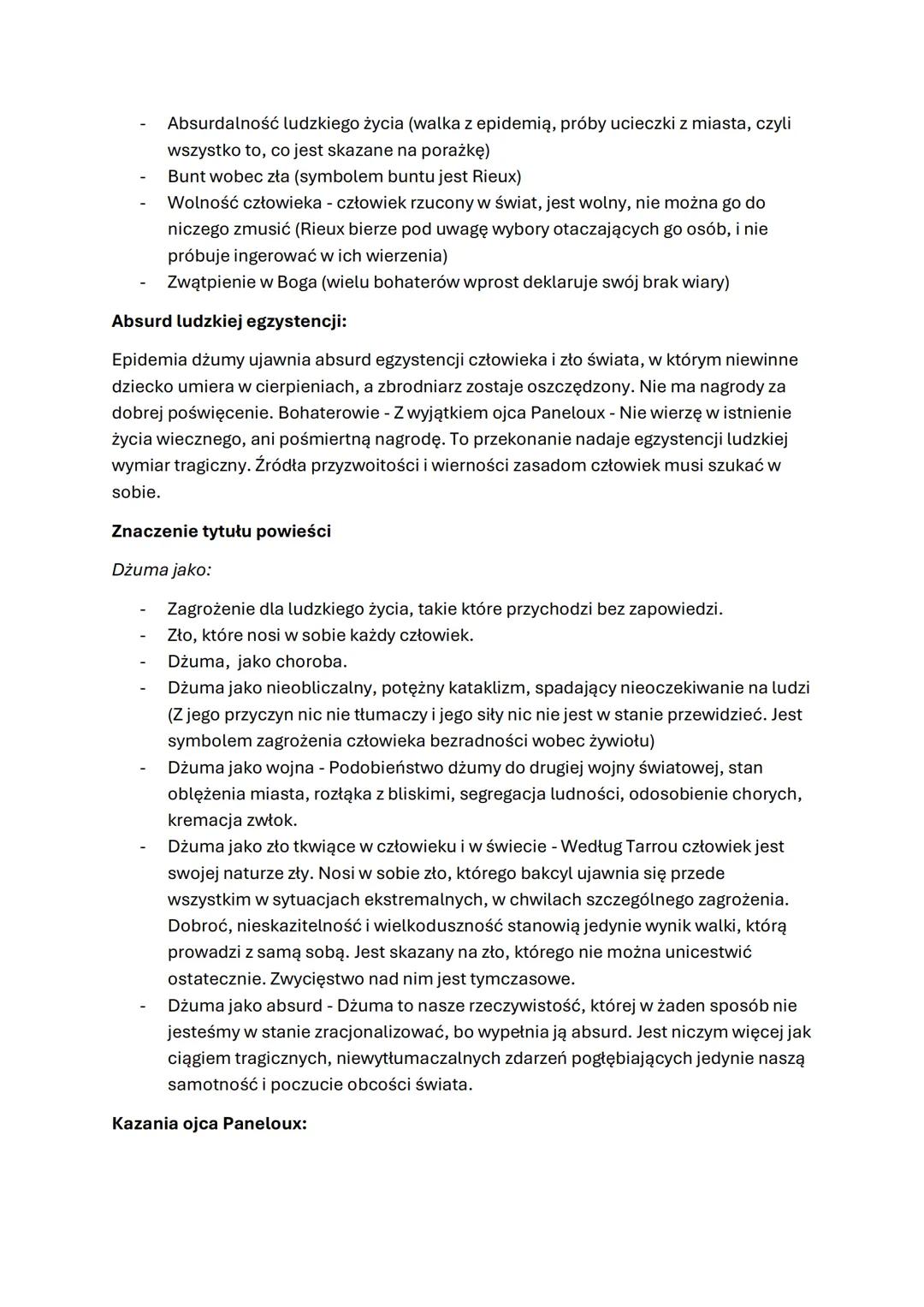 --- OCR Start ---
Dżuma Albert Camus
Miejsce akcji: Oran - algierskie miasto
Główni bohaterowie:
Bernard Rieux
Lekarz główny bohater i zaraz