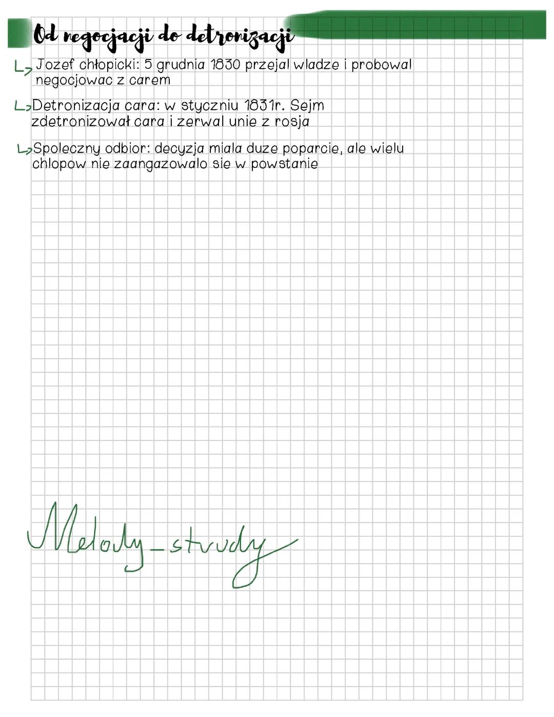 Powstanie Listopadowe - Notatki dla Klasy 7