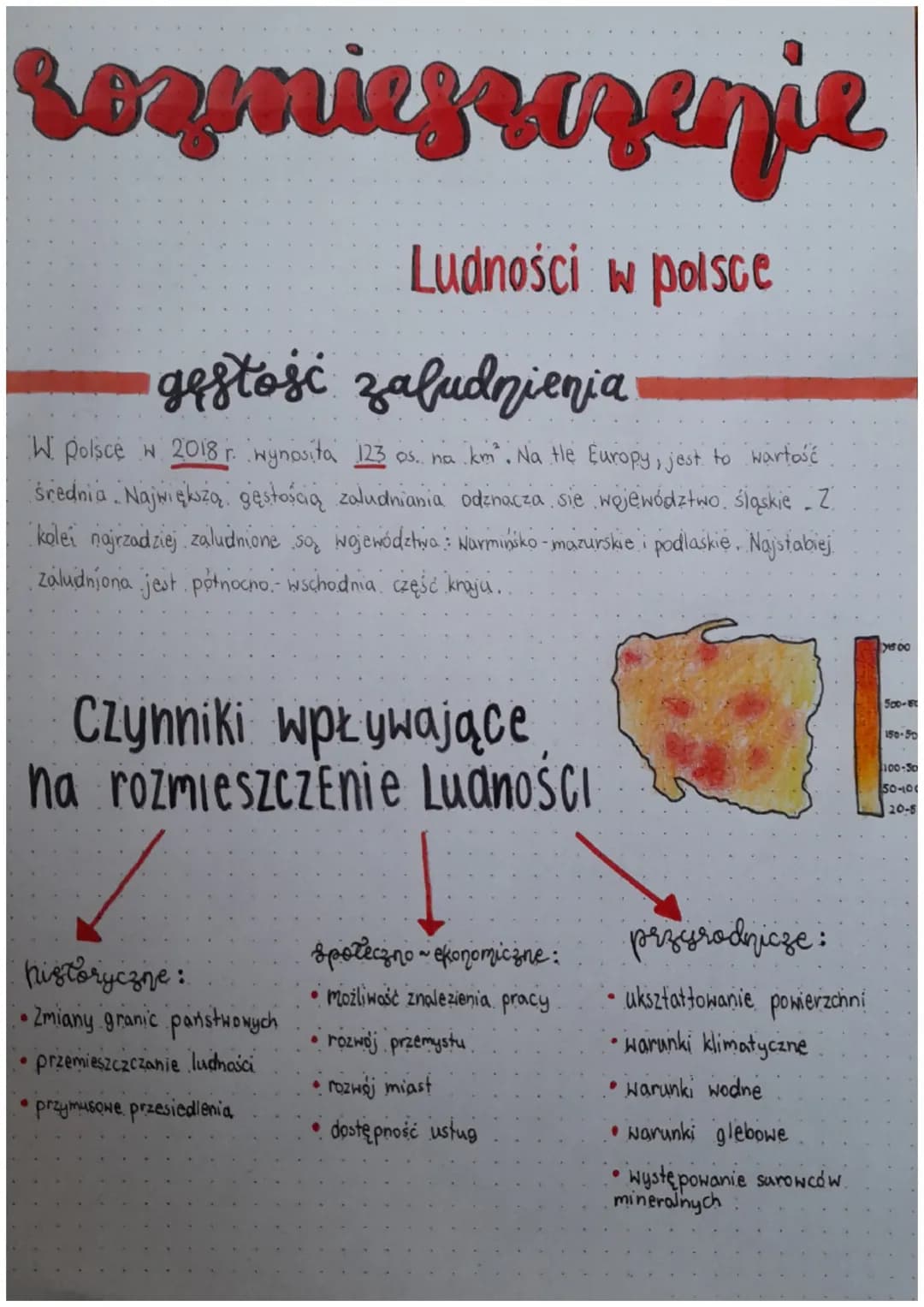 sozenieszczenie
Ludności w polsce
gestoji zaludnienia
W Polsce w 2018 r. wynosita 123 os. na km². Na tle Europy, jest to wartość
średnia. Na