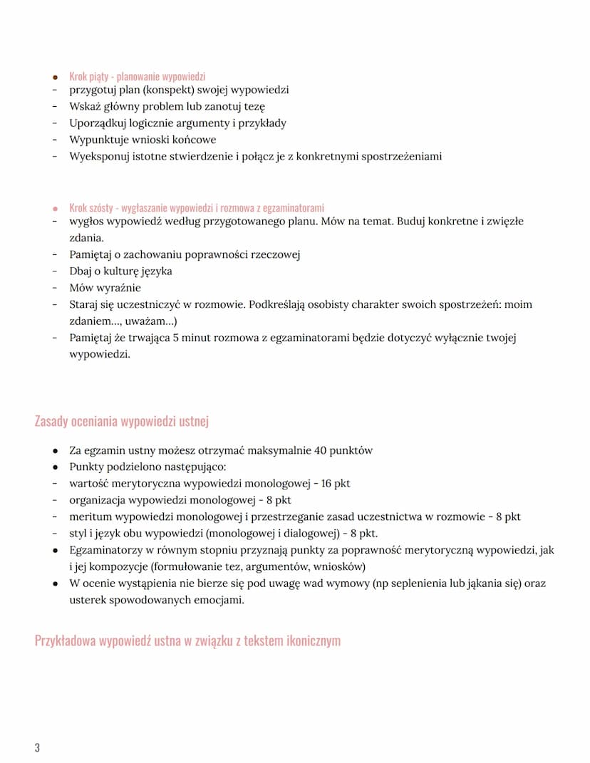 JAK PRZYGOTOWAĆ WYPOWIEDŹ USTNĄ?
Twoim zadaniem na maturze ustnej jest samodzielne przygotowanie i publiczne wygłoszenie dłuższej
wypowiedzi