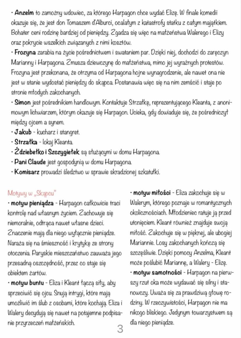 Molier
„Skapiec"
Rodzaj literacki: dramat
Gatunek: komedia
LAVARE
Geneza:
Komedia Moliera „Skąpiec" wystawiona została po raz
pierwszy w 166