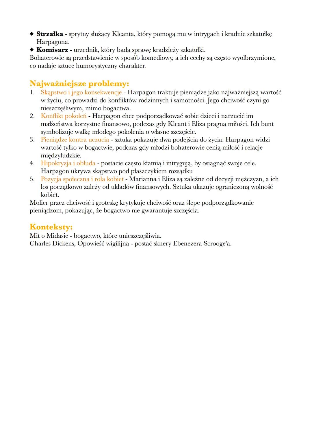 # Molier, Skapiec

**Gatunek:**
Jest to komedia satyryczna, która przedstawia w krzywym zwierciadle negatywne zjawiska
społeczne. Utwór zawi