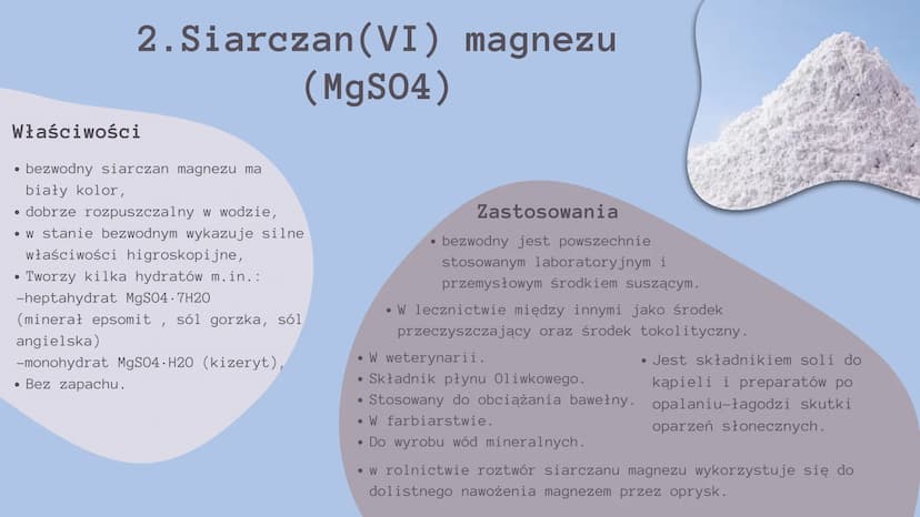 ZASTOSOWANIA I
WŁAŚCIWOŚCI SOLI CHLORKI
"Chlorki" to ogólna nazwa związków
chemicznych, soli kwasu solnego lub innych
związków zawierających