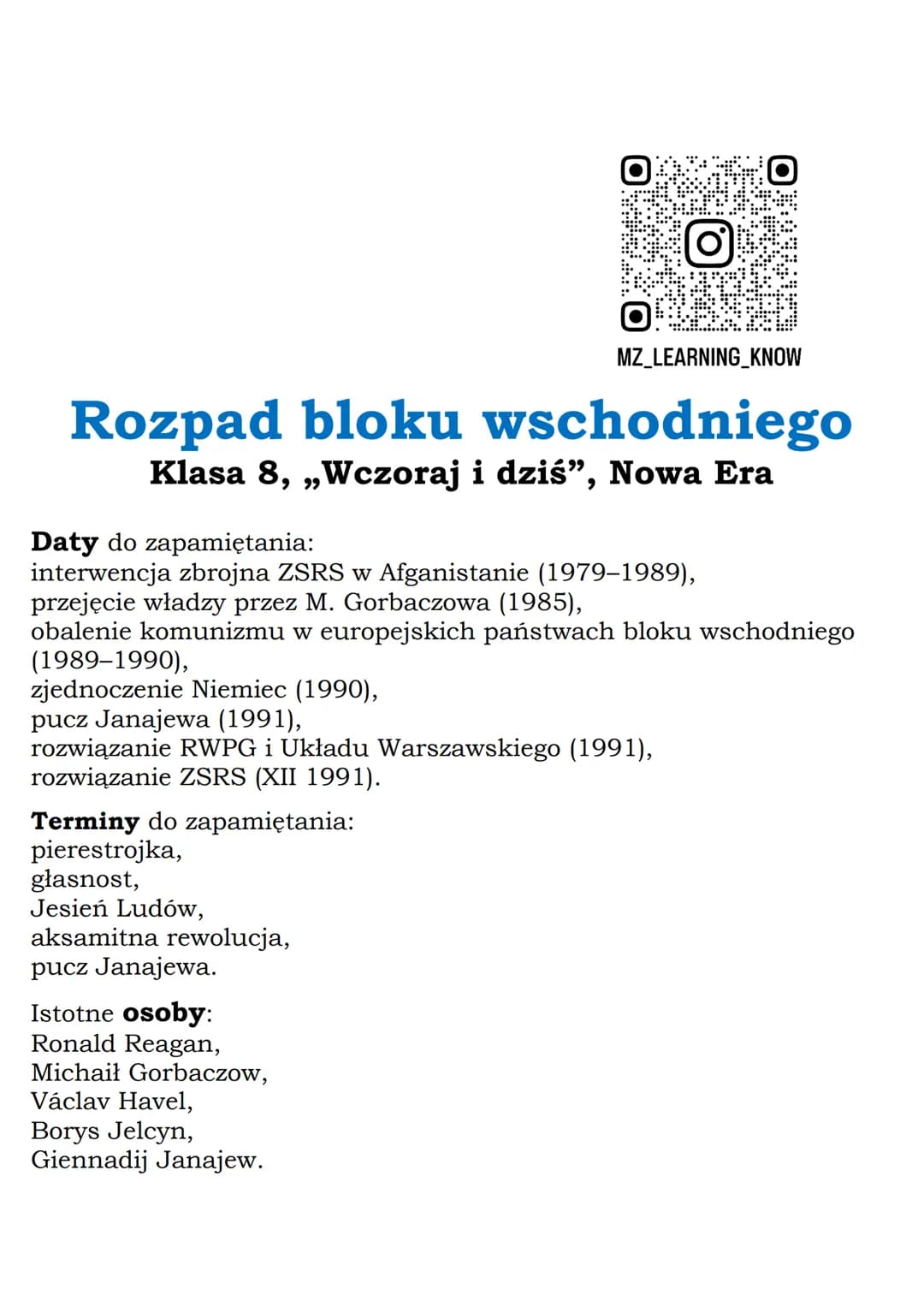 --- OCR Start ---
Kryzys ZSRS
Społeczeństwo ZSRS przestawało wierzyć komunistycznej
propagandzie ze względu na:
- kryzys gospodarczy wywołan